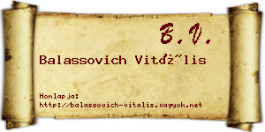 Balassovich Vitális névjegykártya